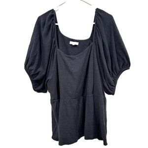 Women’s MADEWELL Dot Puff Top‎ In True Black Size 2x Plus Cotton